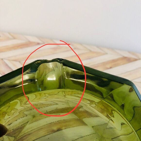 Vintage Retro 70s Style Depression Green Cigar/Cigarette Ashtray w/ flaws - Picture 4 of 6